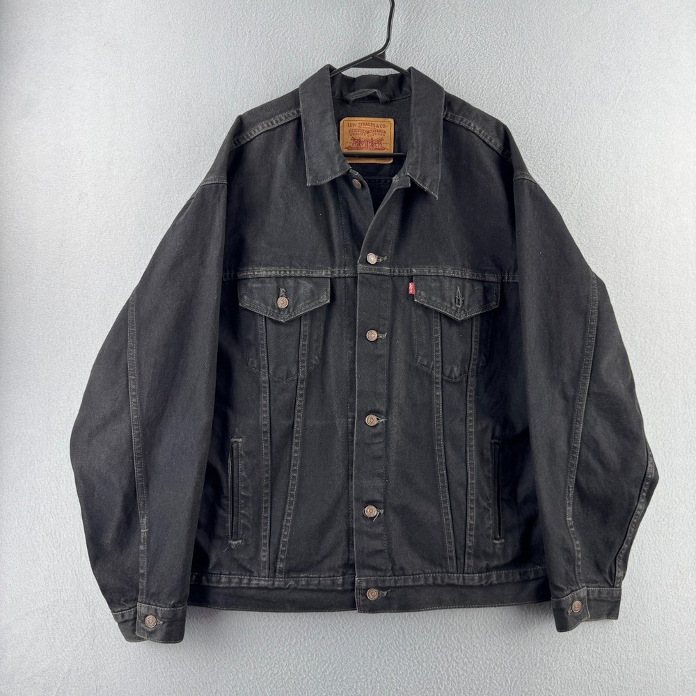 Vintage Levis Jacket Mens XL Black 90s Relaxed Fit Type 3 Denim 1996 Made in USA